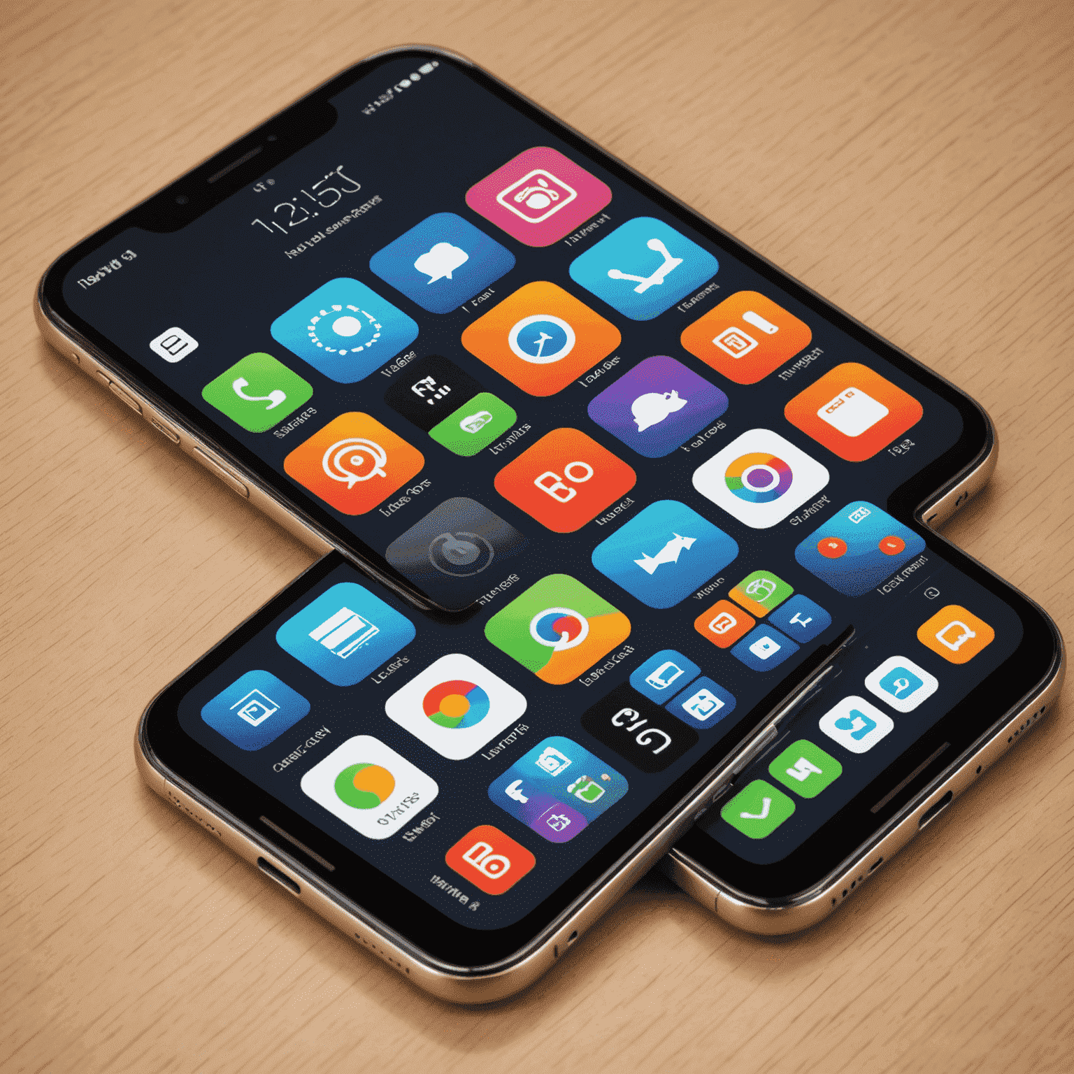 A modern smartphone displaying various app interfaces, showcasing the versatility of mobile app development for iOS and Android platforms. The image highlights sleek design elements and user-friendly interfaces.