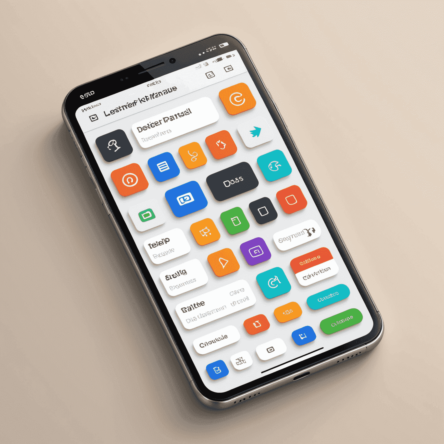 A stylized illustration showcasing various UI elements like buttons, menus, and icons floating around a mobile device, emphasizing user-centric design principles